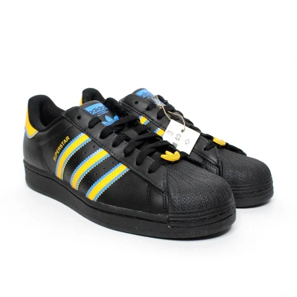 adidas | Shoes | Adidas Originals Superstar Shell Toe Black Blue Yellow  Mens Size 95 Fz5892 New | Poshmark